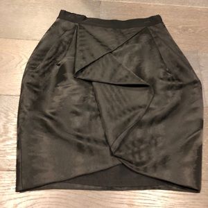 High waisted Black Robert Rodriguez satin skirt.